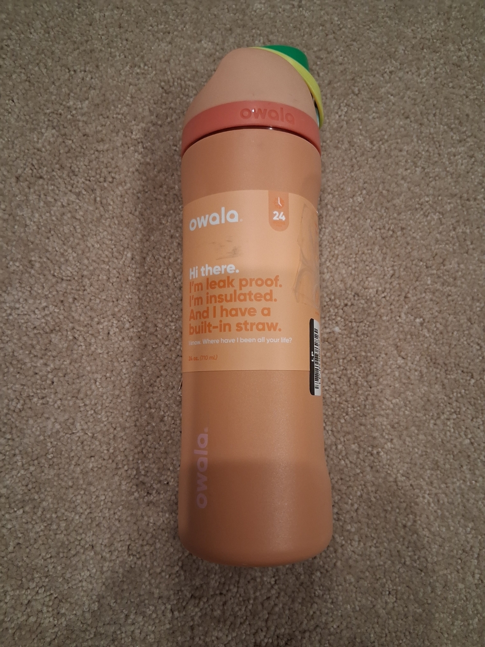 Owala Insulated Leak-Proof Water Bottle with Built-In Straw - Peach